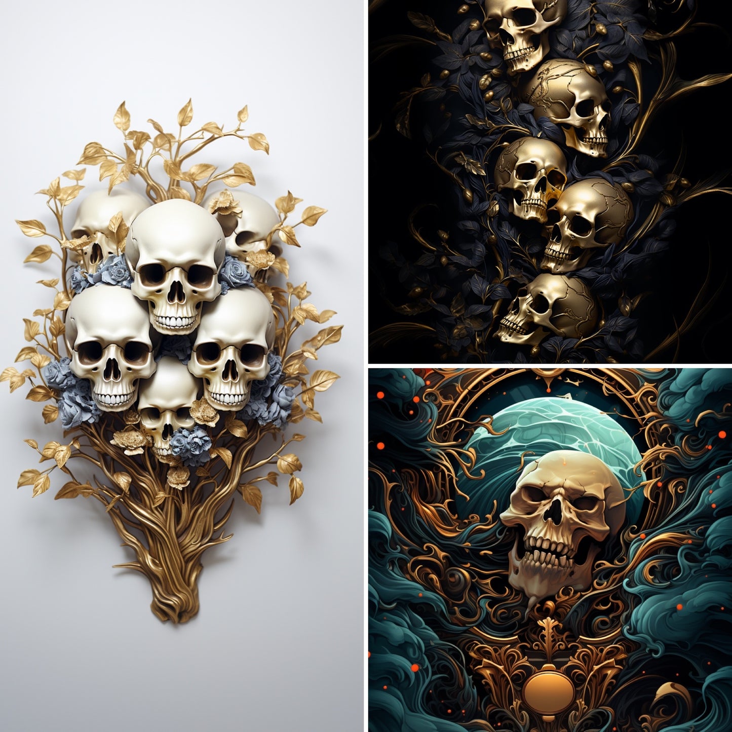 Nightmare Echoes: Haunting Skulls Wallpaper Set