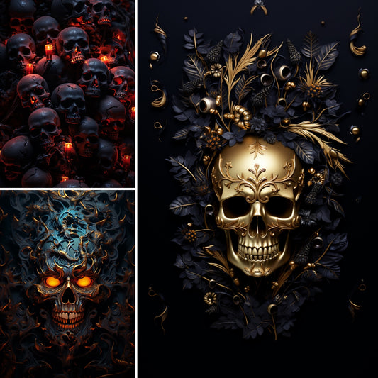Nightmare Echoes: Haunting Skulls Wallpaper Set
